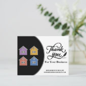 Moderne zwart-wit vastgoedagent Bedankt Briefkaart (Staand voorkant)