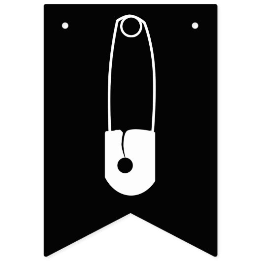 Moderne Zwart & Wit Veiligheidsspelden Wasruimte Vlaggetjes (Eerste vlag)