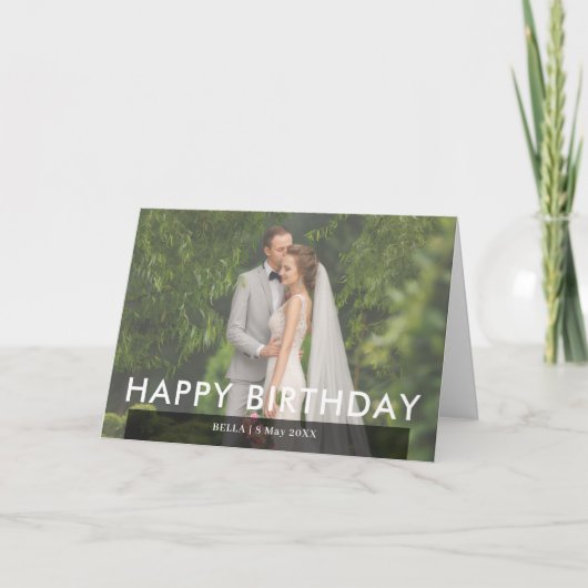 Moderne zwart-wit verjaardagsfotodesign kaart (Voorkant)