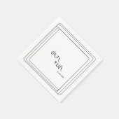 Moderne zwart-wit vetgedrukte tekst bruiloft servet (Hoek)