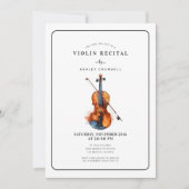 Moderne Zwart-Wit Vioolrecital Kaart (Voorkant)