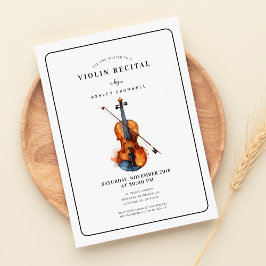 Moderne Zwart-Wit Vioolrecital Kaart