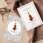 Moderne Zwart-Wit Vioolrecital Kaart