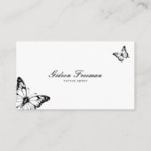 Moderne zwart & wit vlinder Tattoo artiest Visitekaartje (Achterkant)