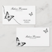 Moderne zwart & wit vlinder Tattoo artiest Visitekaartje (Voorkant / Achterkant)