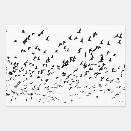 Moderne Zwart-wit Vogels Bruiloft Inpakpapier Vel (Voorkant 2)