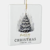 Moderne Zwart & Wit Vrolijke Kerstboom Familie Keramisch Ornament (Rechts)