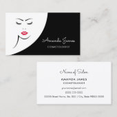 Moderne Zwart Wit Vrouw Rode Lippen Cosmetoloog Visitekaartje (Voorkant / Achterkant)