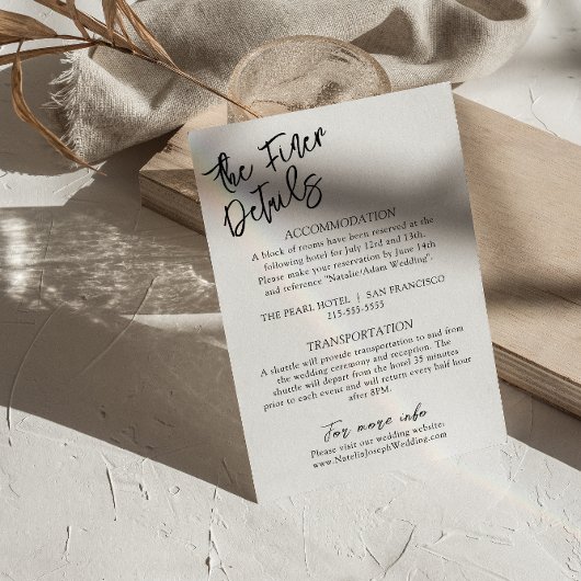 Moderne Zwart Wit Waanzinnige Boho Bruiloft Detail Informatiekaartje