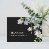 Moderne Zwart & Wit waterverf Bloemenbruiloft Bedankkaart (Staand voorkant)