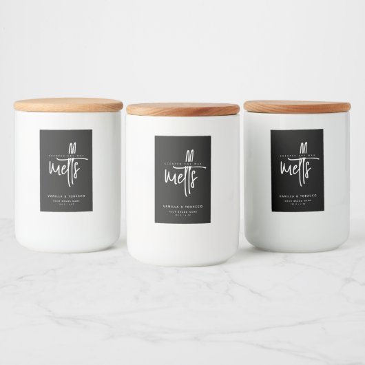 Moderne zwart-wit wax smelt voedselcontainer etiket (Flessen)