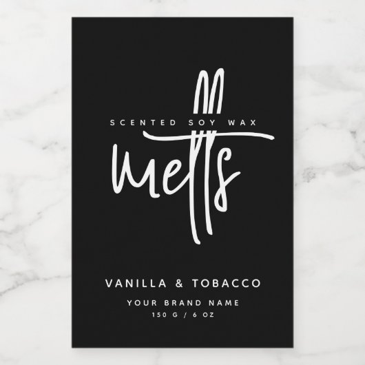 Moderne zwart-wit wax smelt voedselcontainer etiket (Enkel label)