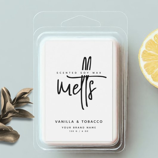 Moderne zwart-wit wax smelt voedselcontainer etiket