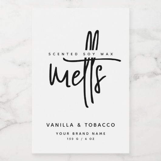 Moderne zwart-wit wax smelt voedselcontainer etiket (Enkel label)