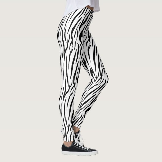 Moderne zwart & wit Zebra Animal Strips Leggings (Rechts)