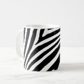Moderne zwart-wit zebra streep koffiemok (Voorkant links)