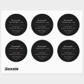 Moderne Zwart & Wit Zelfgemaakte Jam Jar Ronde Sticker (Vel)