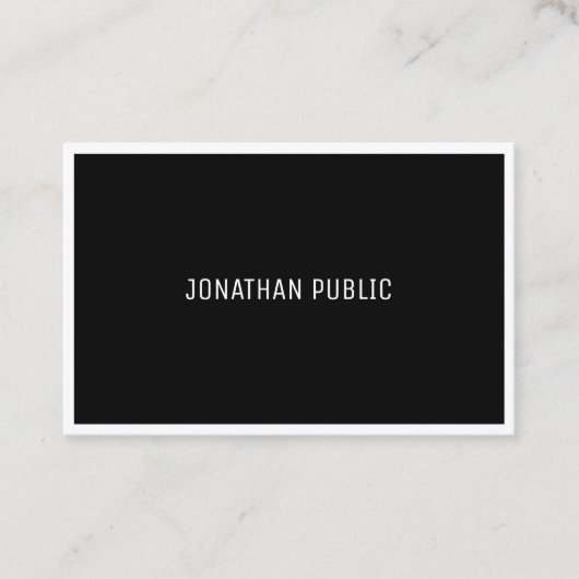 Moderne zwart-wit zwart-wit zwart-wit vlak visitekaartje (Voorkant)