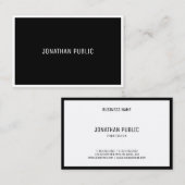 Moderne zwart-wit zwart-wit zwart-wit vlak visitekaartje (Voorkant / Achterkant)