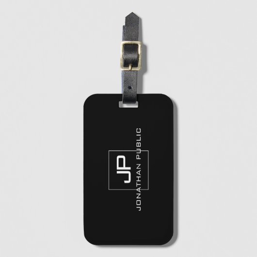 Moderne zwart-witachtige Sjabloon Bagagelabel (Voorkant (verticaal))