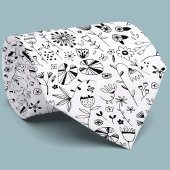 Moderne zwart-witbloem stropdas