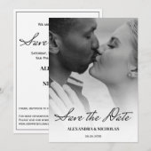 Moderne zwart-witfoto's slaan de datum op save the date (Voorkant / Achterkant)