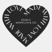 Moderne zwart-withandleiding met liefdesproduct hart sticker (Voorkant)