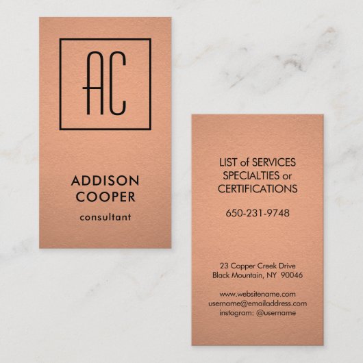 Moderne zwart-witkoper voor Folie en zwart-wit Visitekaartje (Voorkant / Achterkant)