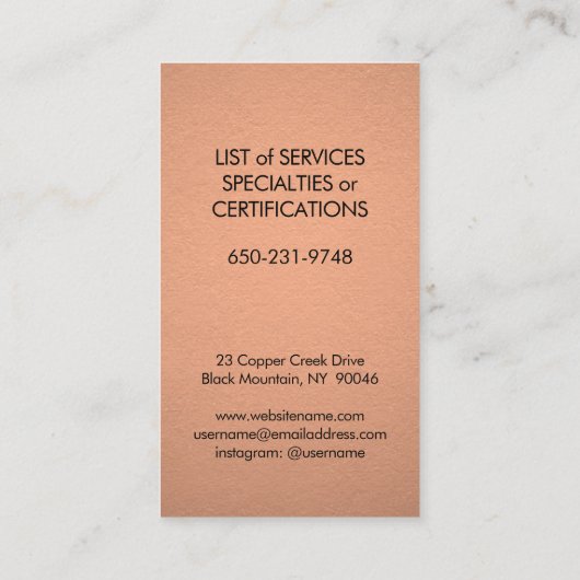 Moderne zwart-witkoper voor Folie en zwart-wit Visitekaartje (Achterkant)