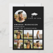 Moderne zwart-witprofiel afstudeerfeestje kaart (Voorkant)