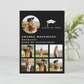 Moderne zwart-witprofiel afstudeerfeestje kaart (Staand voorkant)