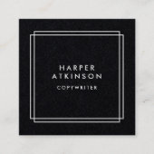 Moderne zwart-witranden vierkante visitekaartje (Voorkant)