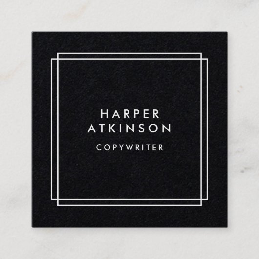 Moderne zwart-witranden vierkante visitekaartje (Voorkant)