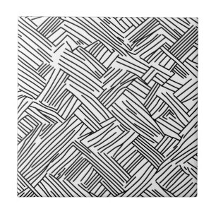 Moderne Zwart Witte Abstracte Lijn Geometrische Te Tegeltje