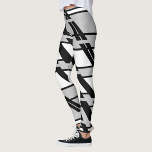 Moderne Zwart Witte Abstracte Stedelijke Stijl Pat Leggings