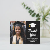 Moderne Zwart Witte Afstudeerfoto Bedankt Briefkaart (Staand voorkant)