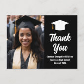 Moderne Zwart Witte Afstudeerfoto Bedankt Briefkaart (Voorkant)