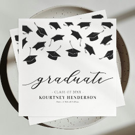 Moderne Zwart Witte Afstuderen Servet