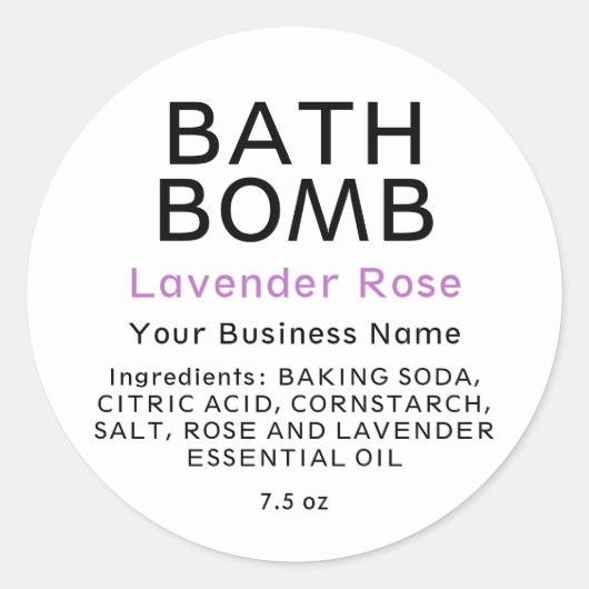 Moderne zwart-witte badbom ronde sticker (Voorkant)