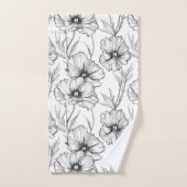 Moderne zwart-witte bloem Elegant Bad Handdoek (Handdoek)