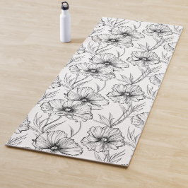 Moderne zwart-witte bloem Elegant Yogamat