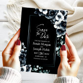 Moderne zwart witte bloem Save the Date Kaart