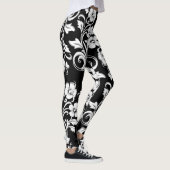 Moderne zwart-witte bloemen filigraan kunstwerk leggings (Rechts)