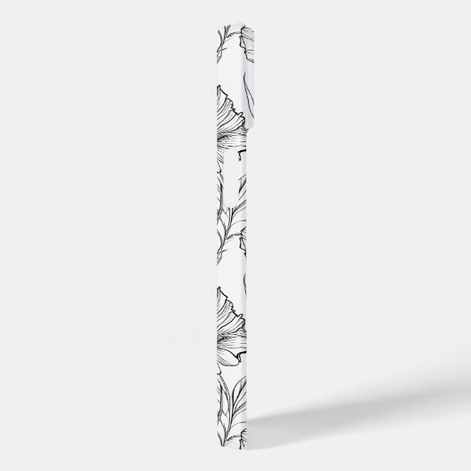 Moderne zwart-witte bloemen monogrammed Case-Mate iPhone case (Achterkant / Rechts)