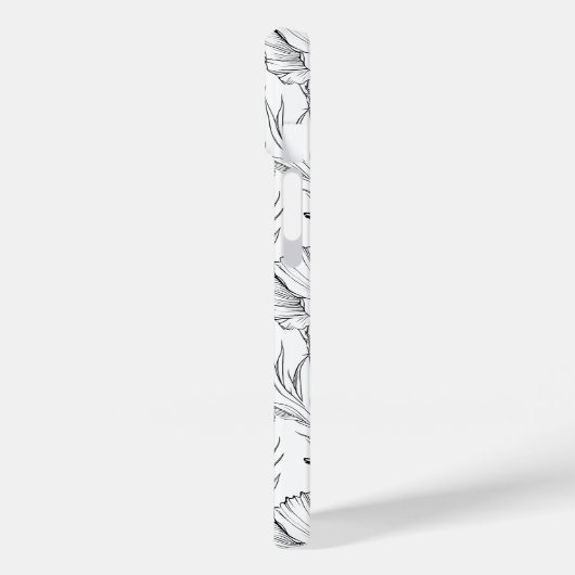 Moderne zwart-witte bloemen monogrammed Case-Mate iPhone case (Achterkant / Links)