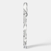 Moderne zwart-witte bloemen monogrammed Case-Mate iPhone case (Achterkant / Rechts)