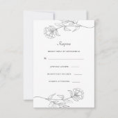 Moderne zwart-witte bloemen RSVP (Voorkant)