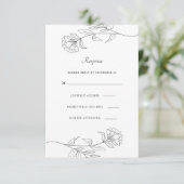 Moderne zwart-witte bloemen RSVP (Staand voorkant)