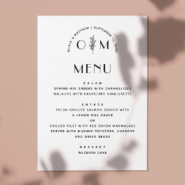 Moderne zwart-witte bloemenbruiloft | minimalistis menu