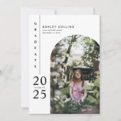 Moderne zwart-witte boog foto afstudeerfeest kaart (Voorkant)